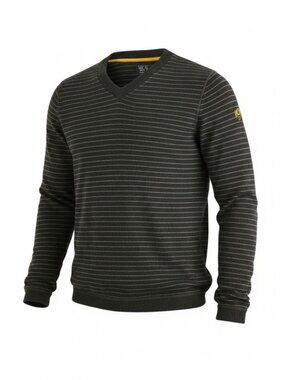 Mountain Hardwear Striped Wool Blend V-Neck Sweater – XL – Grey/Yellow – Outdoor
